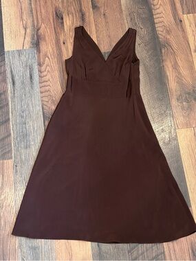 J Crew 100% Silk Sleeveless V-Neck  Chocolates A-Line Dress in size 10.